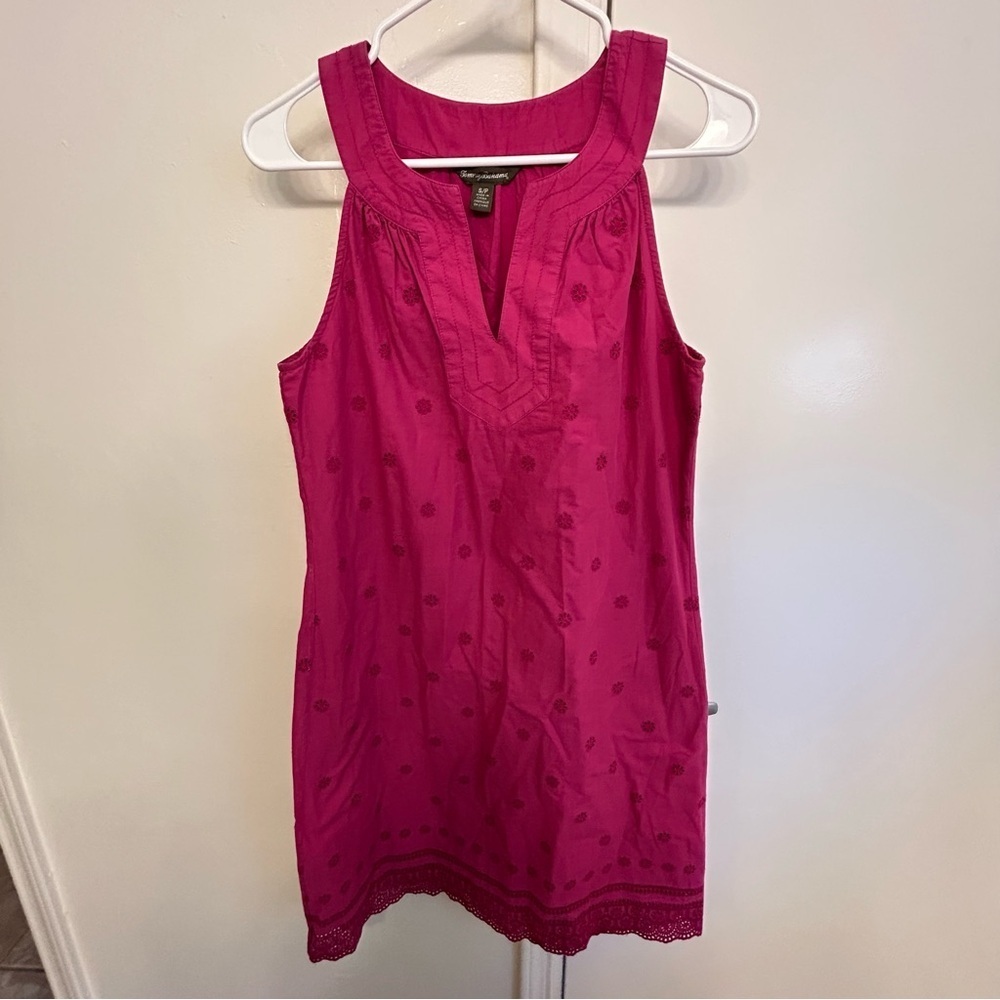 Tommy Bahama Pink Floral Mini Dress 100% Cotton Tank Dress Women’s Size Small